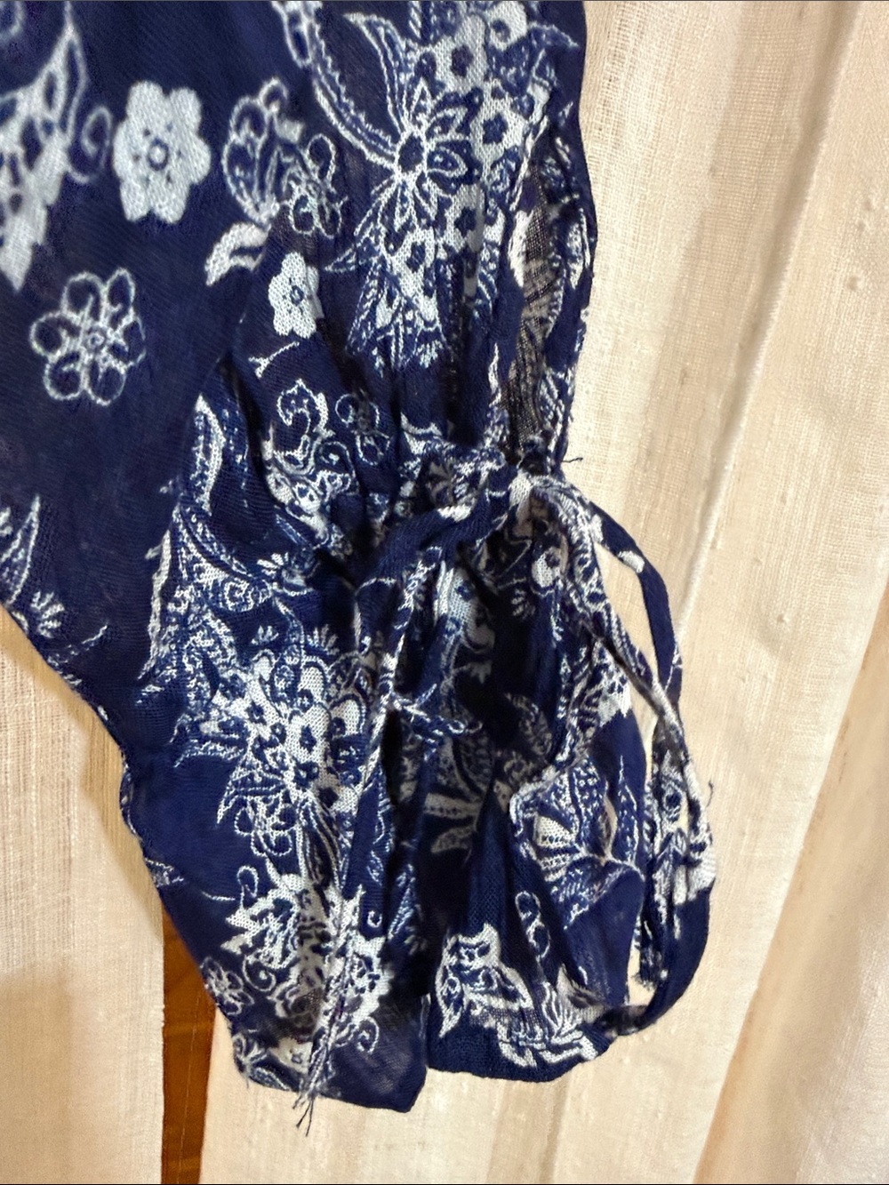 NWT King’s Road Navy Floral V-Neck Long Sleeve Mini Dress Boho - Picture 5 of 8